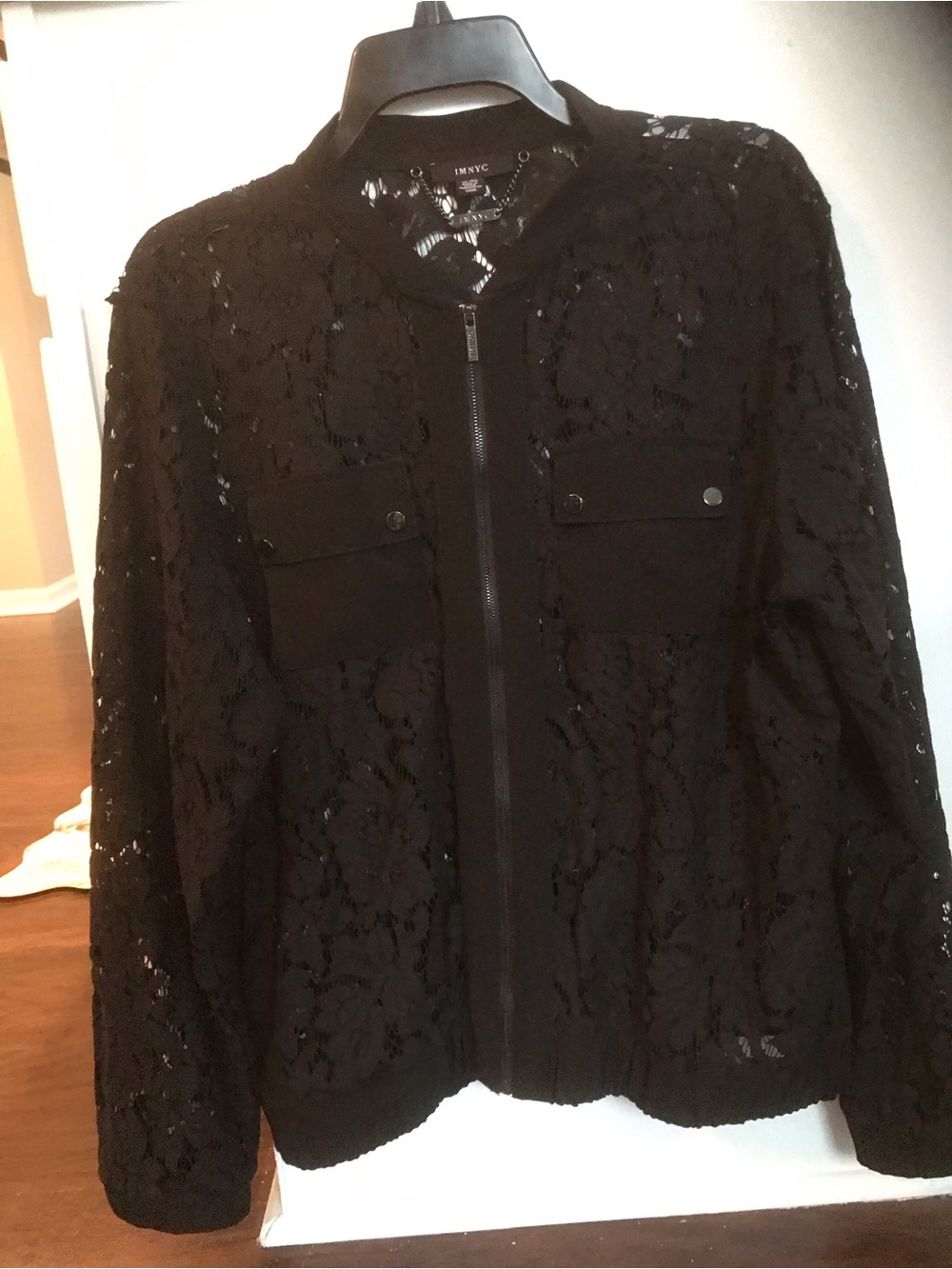 Black Lace Zip-Front Jacket - IMNYC